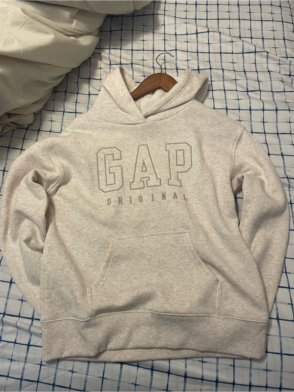 GAP Light Heather Gray Pullover Hoodie with Logo